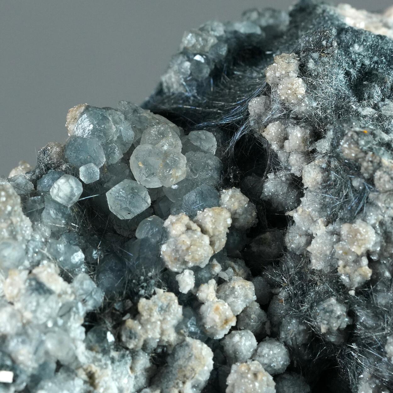 Boulangerite Calcite & Arsenopyrite On Rhodochrosite
