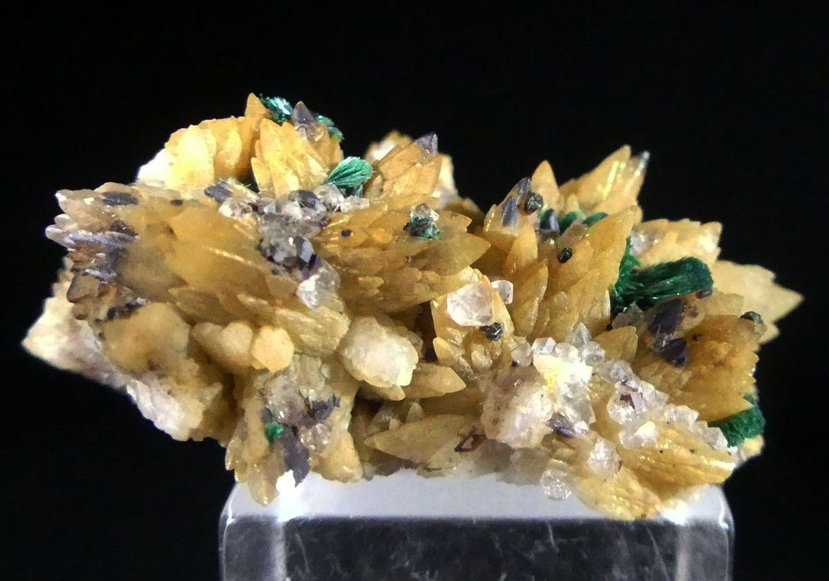 Malachite Native Copper & Quartz On Calcite