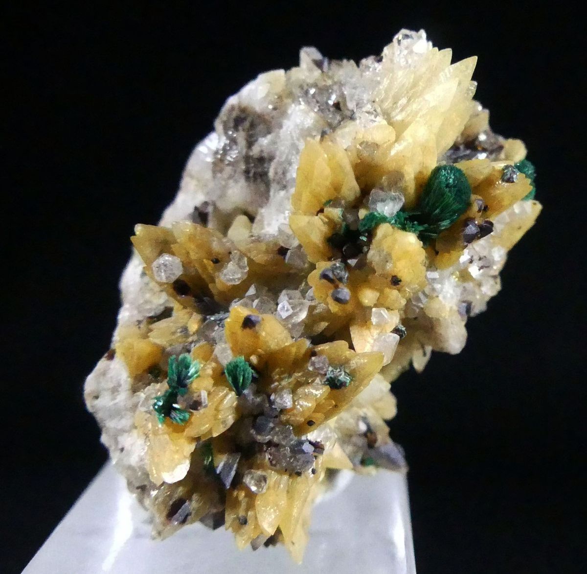 Malachite Native Copper & Quartz On Calcite