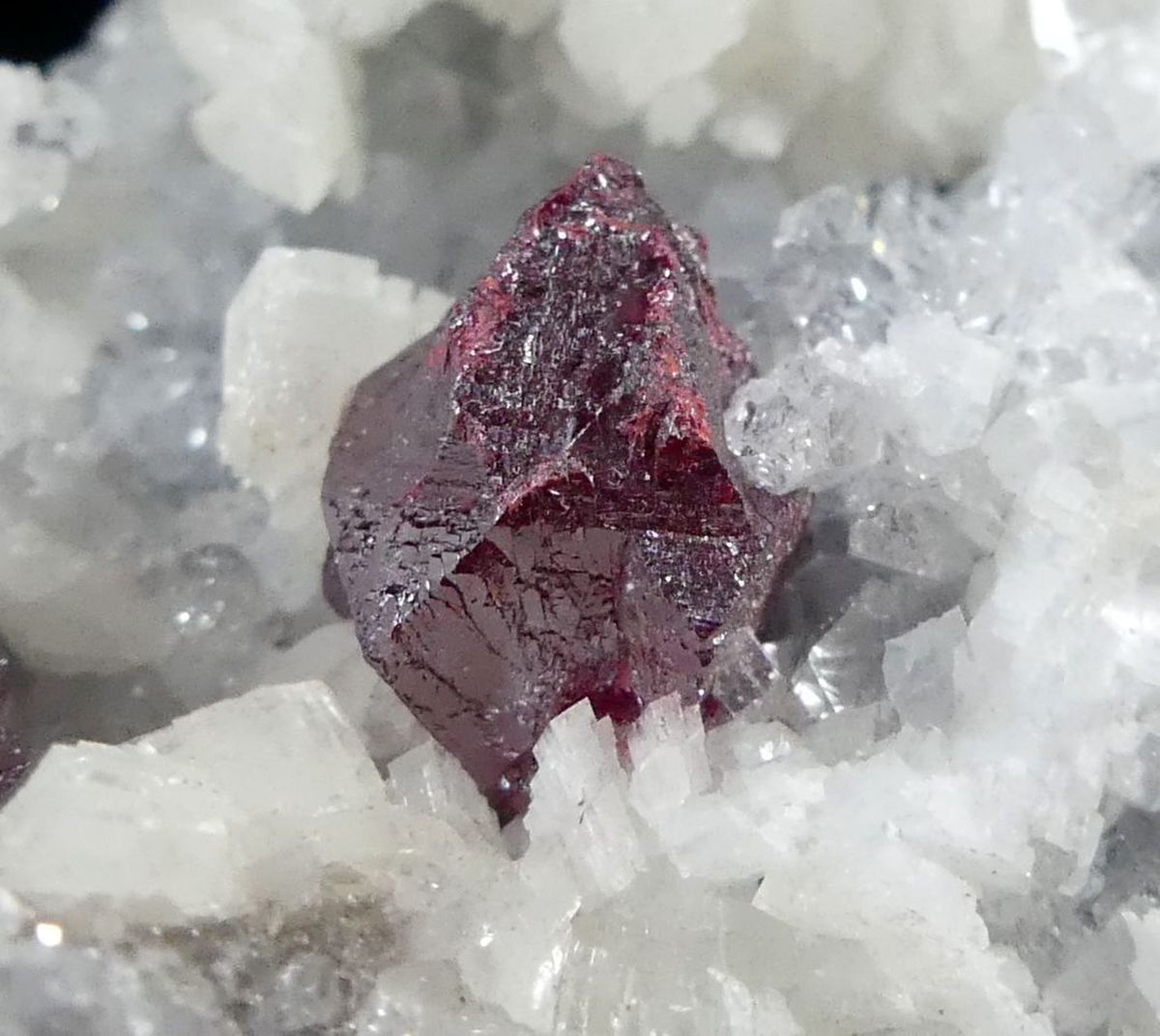 Cinnabar With Dolomite On Quartz