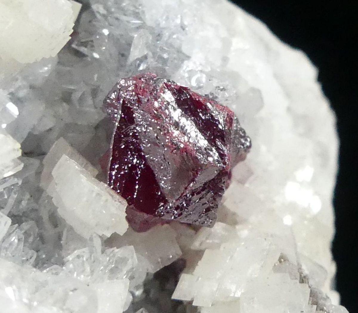 Cinnabar With Dolomite On Quartz