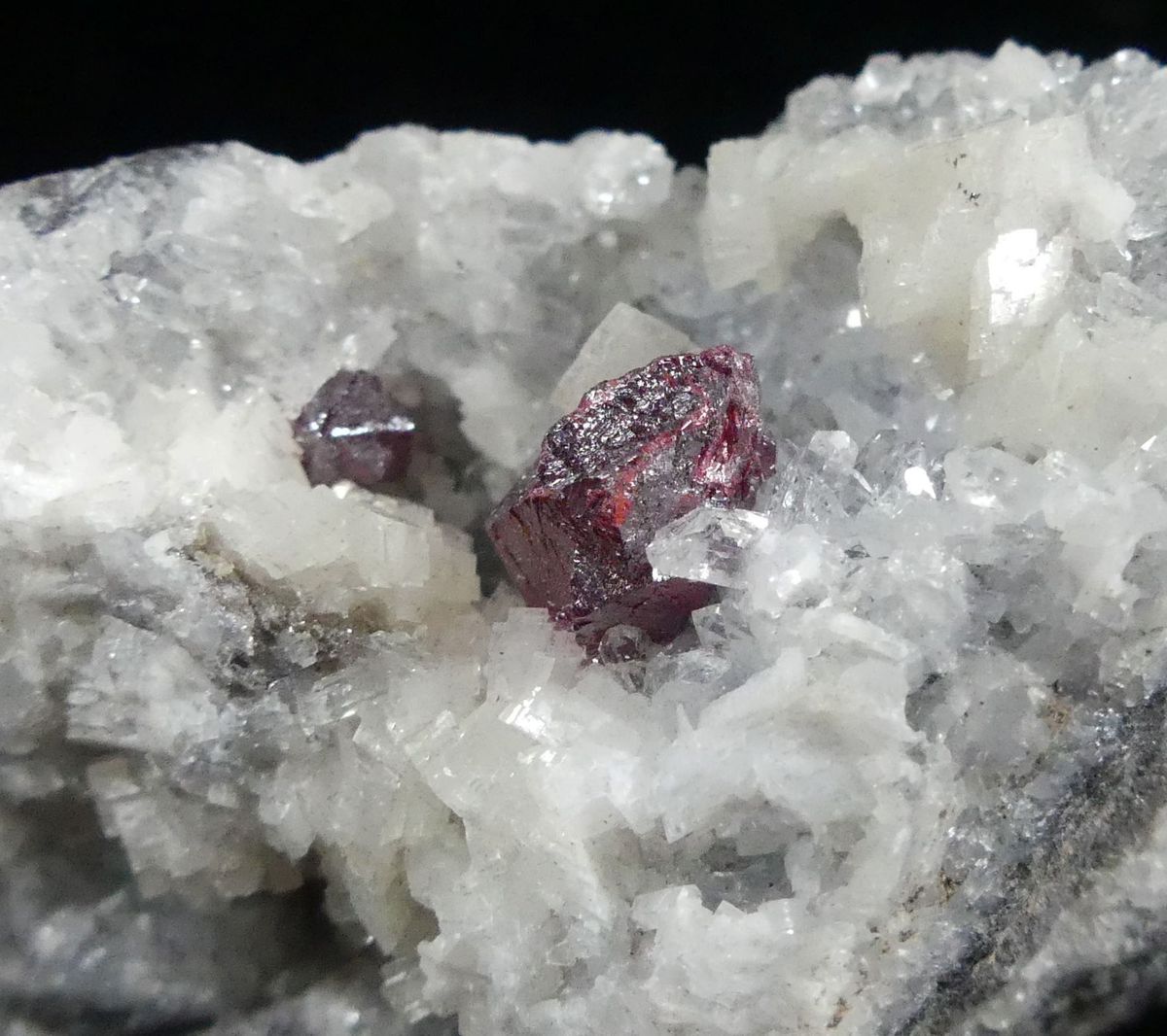 Cinnabar With Dolomite On Quartz