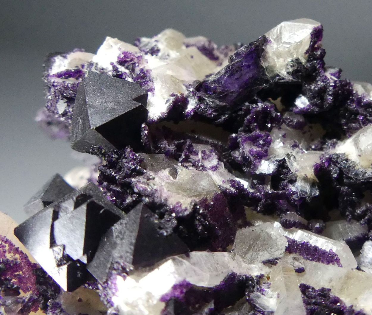 Fluorite & Chalcopyrite On Quartz