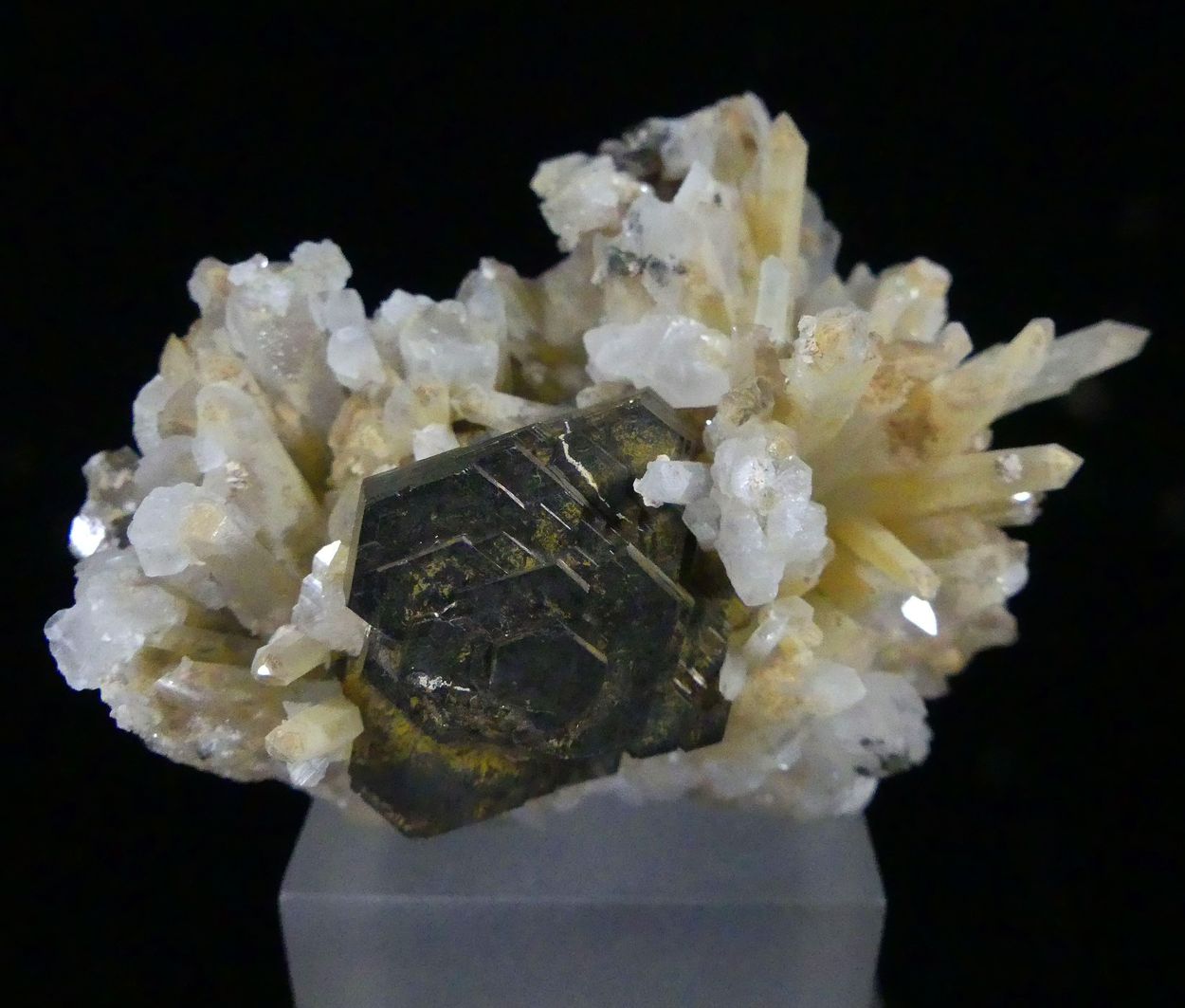 Pyrrhotite & Calcite On Quartz