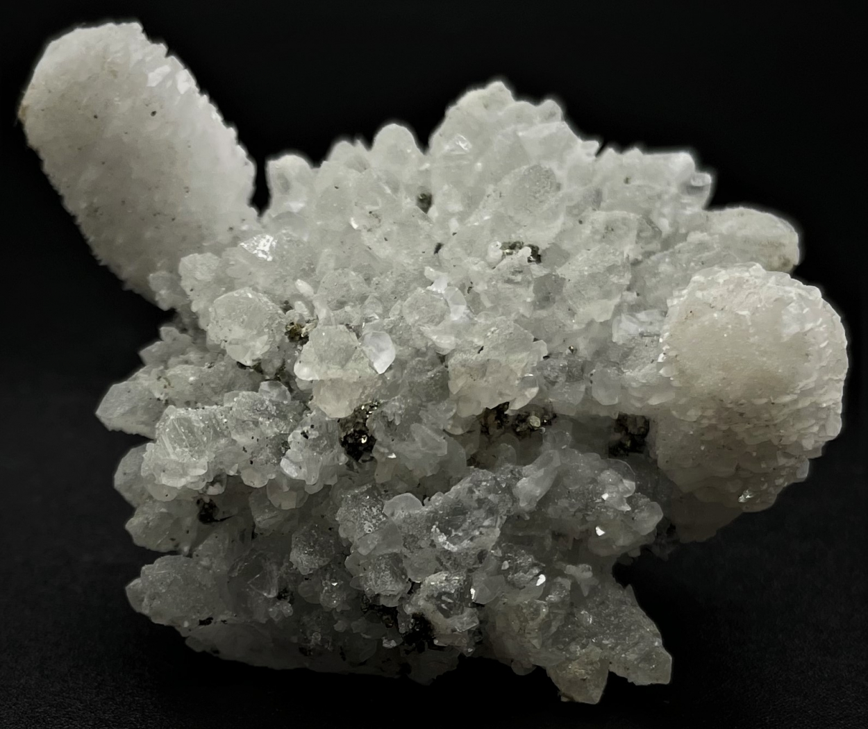 Calcite On Quartz With Pyrite