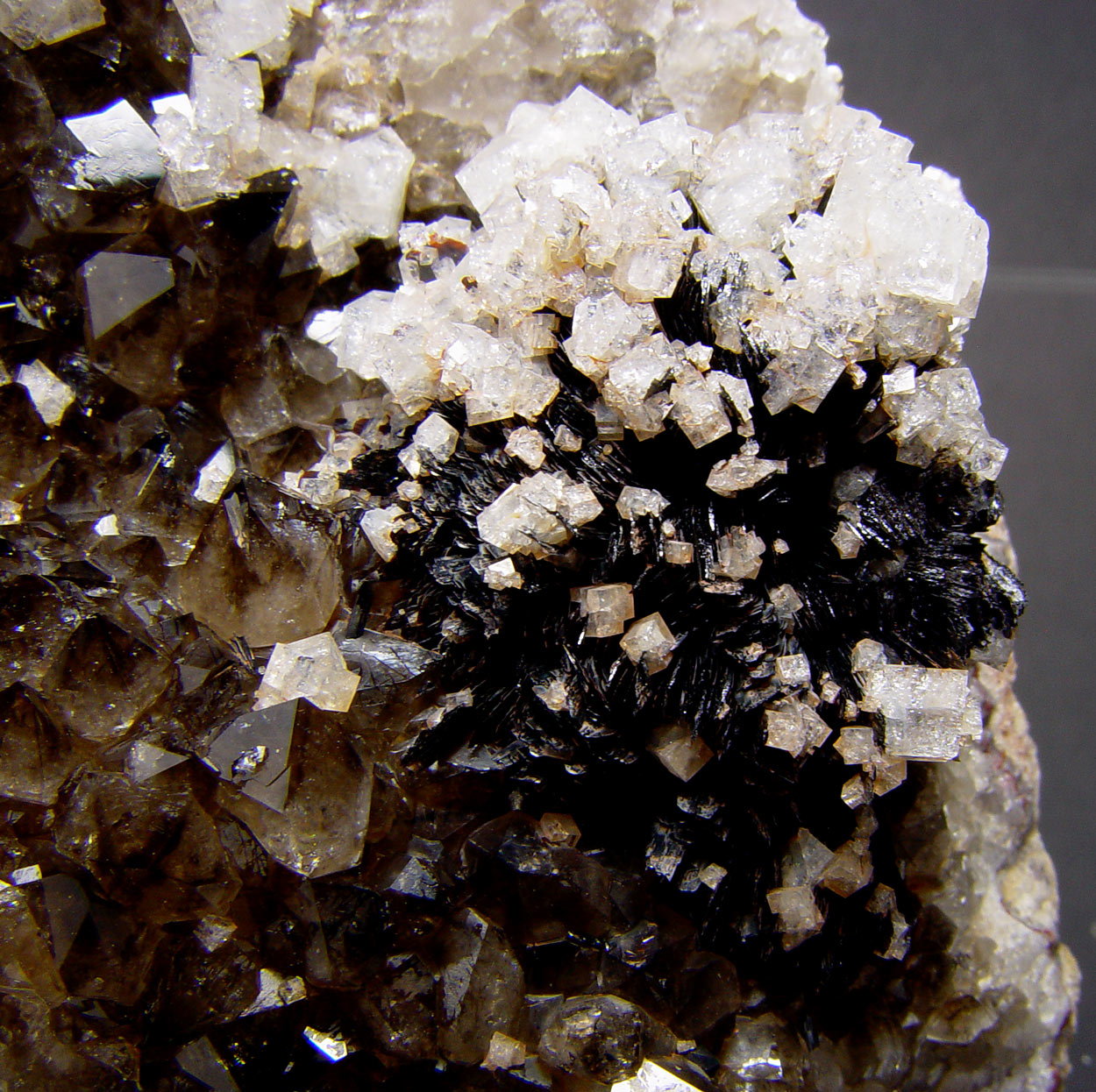 Chabazite On Smoky Quartz
