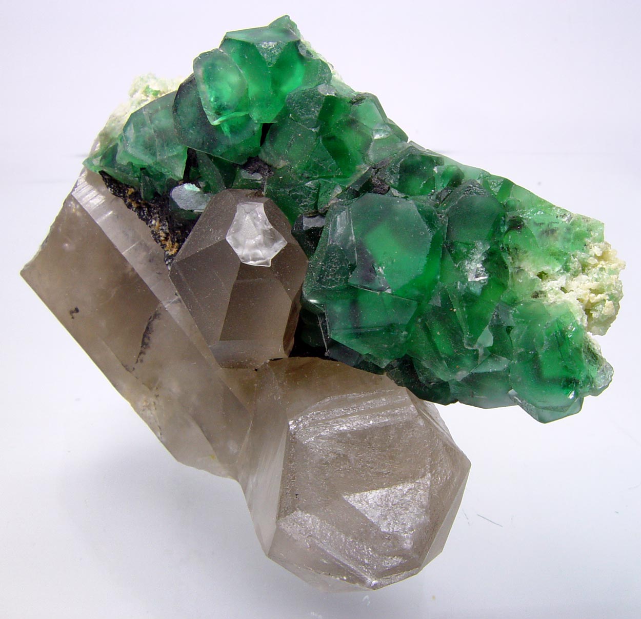 Fluorite On Smoky Quartz