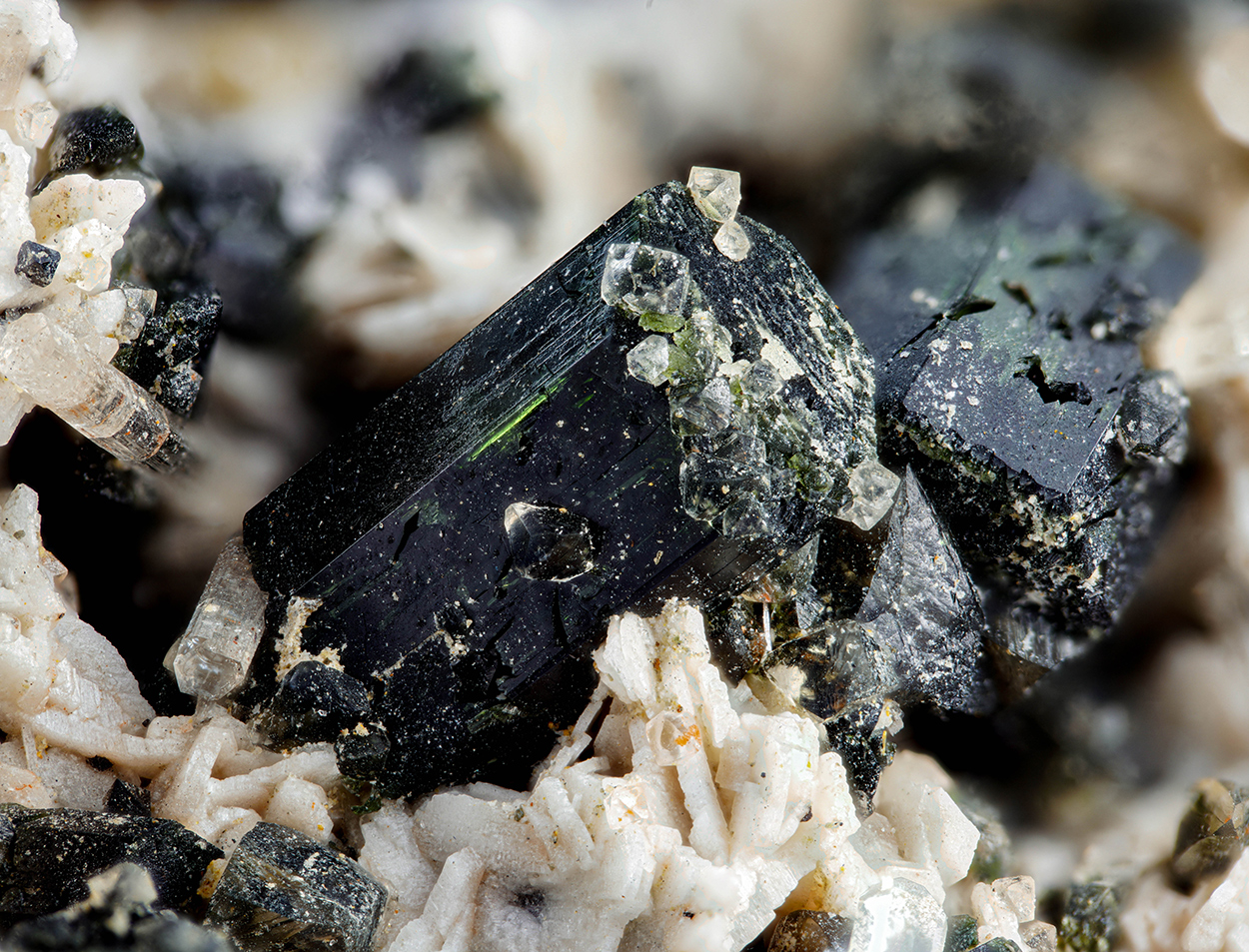 Magnesio-hornblende Calcite Magnetite Fluorapatite & Albite