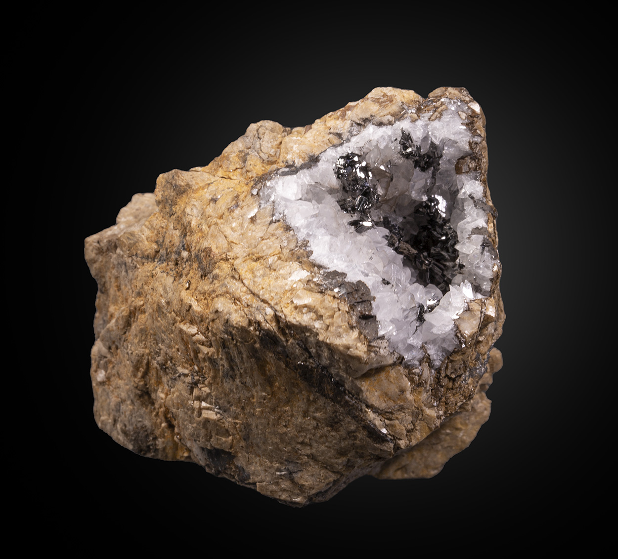 Pyrolusite & Calcite