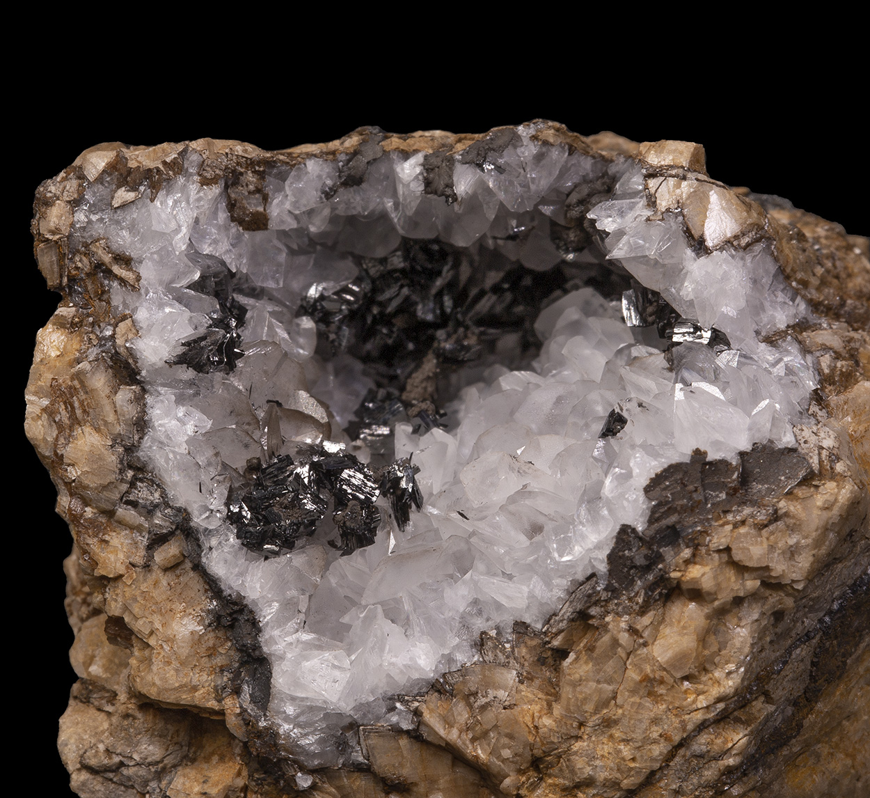 Pyrolusite & Calcite