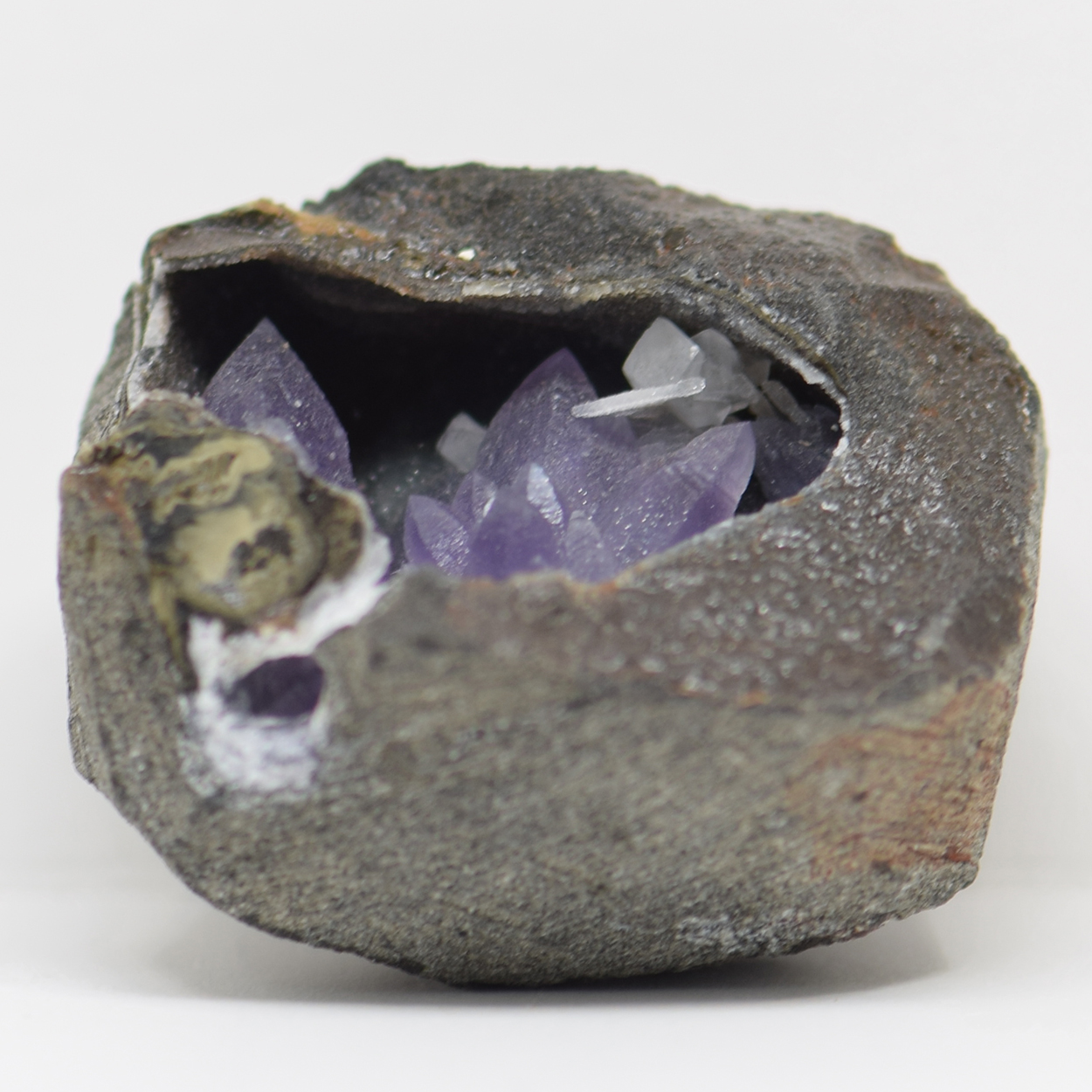 Amethyst On Chalcedony With Calcite & Chabazite