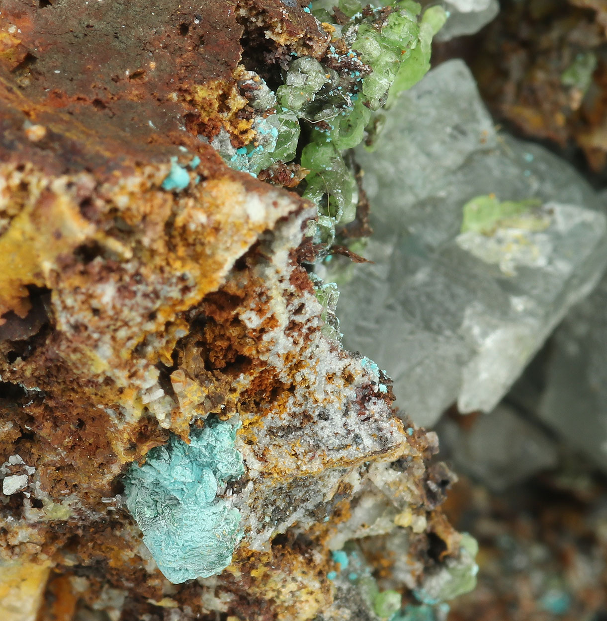 Smithsonite Aurichalcite Fluorite & Malachite