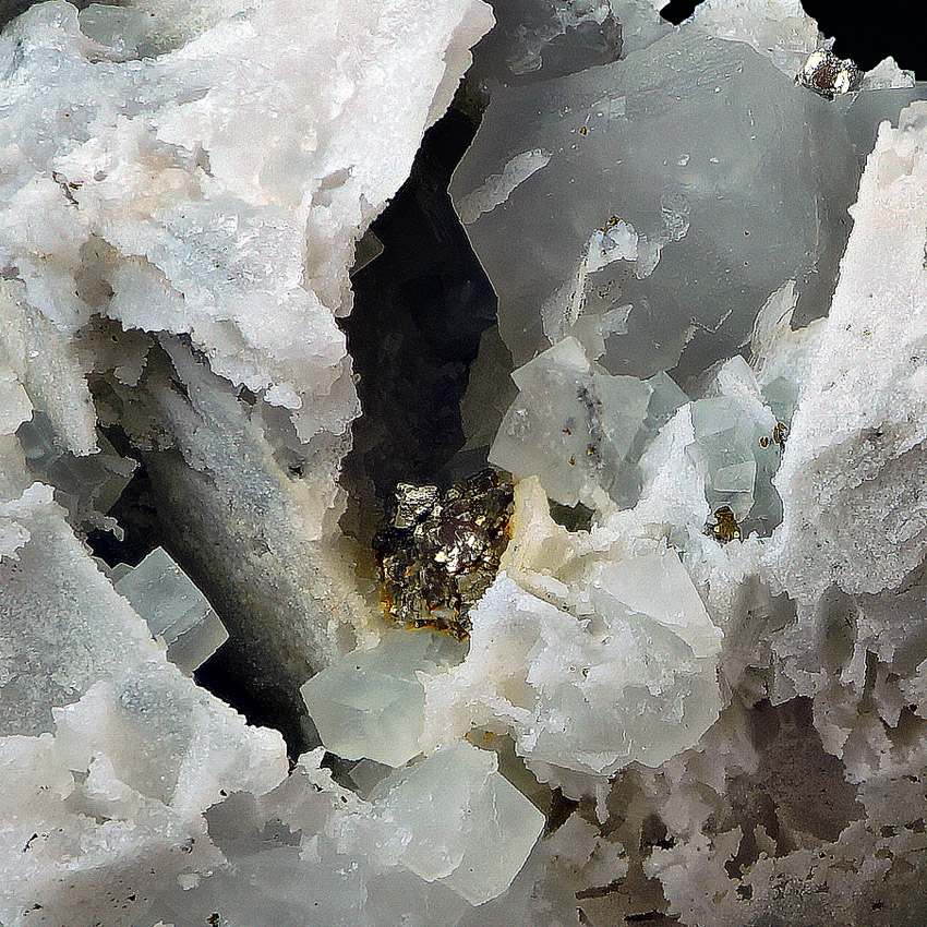 Fluorite & Pyrite On Quartz