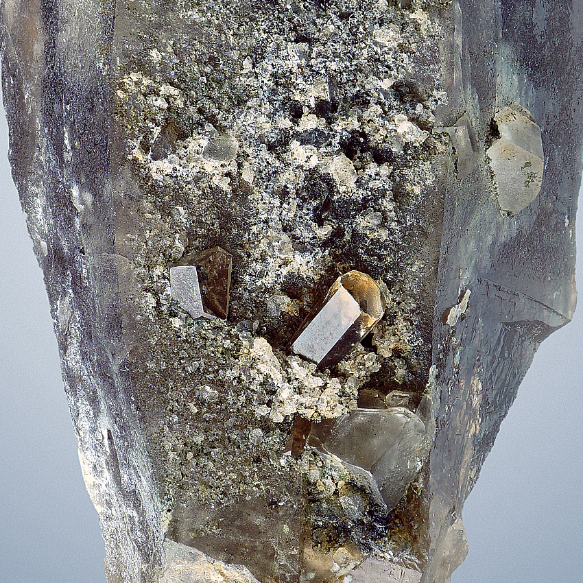 Phenakite On Smoky Quartz
