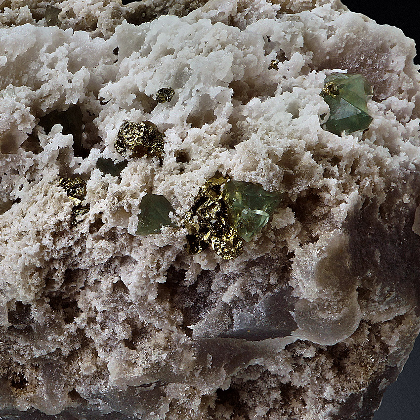 Boracite With Pyrite On Anhydrite