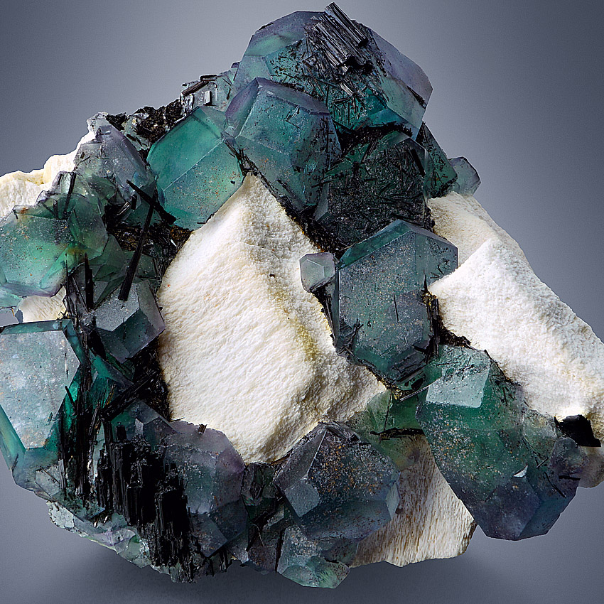 Fluorite With Schorl & Orthoclase
