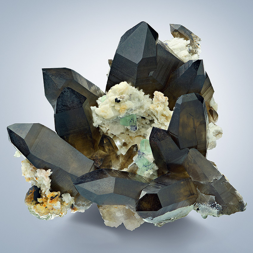 Smoky Quartz With Fluorite & Hyalite