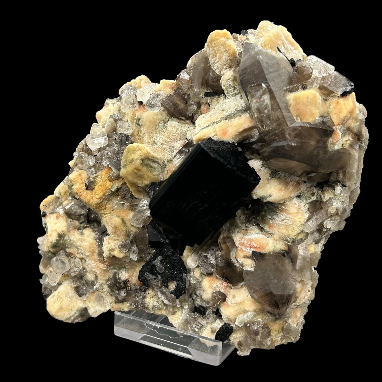 Phenakite & Smoky Quartz & Schorl