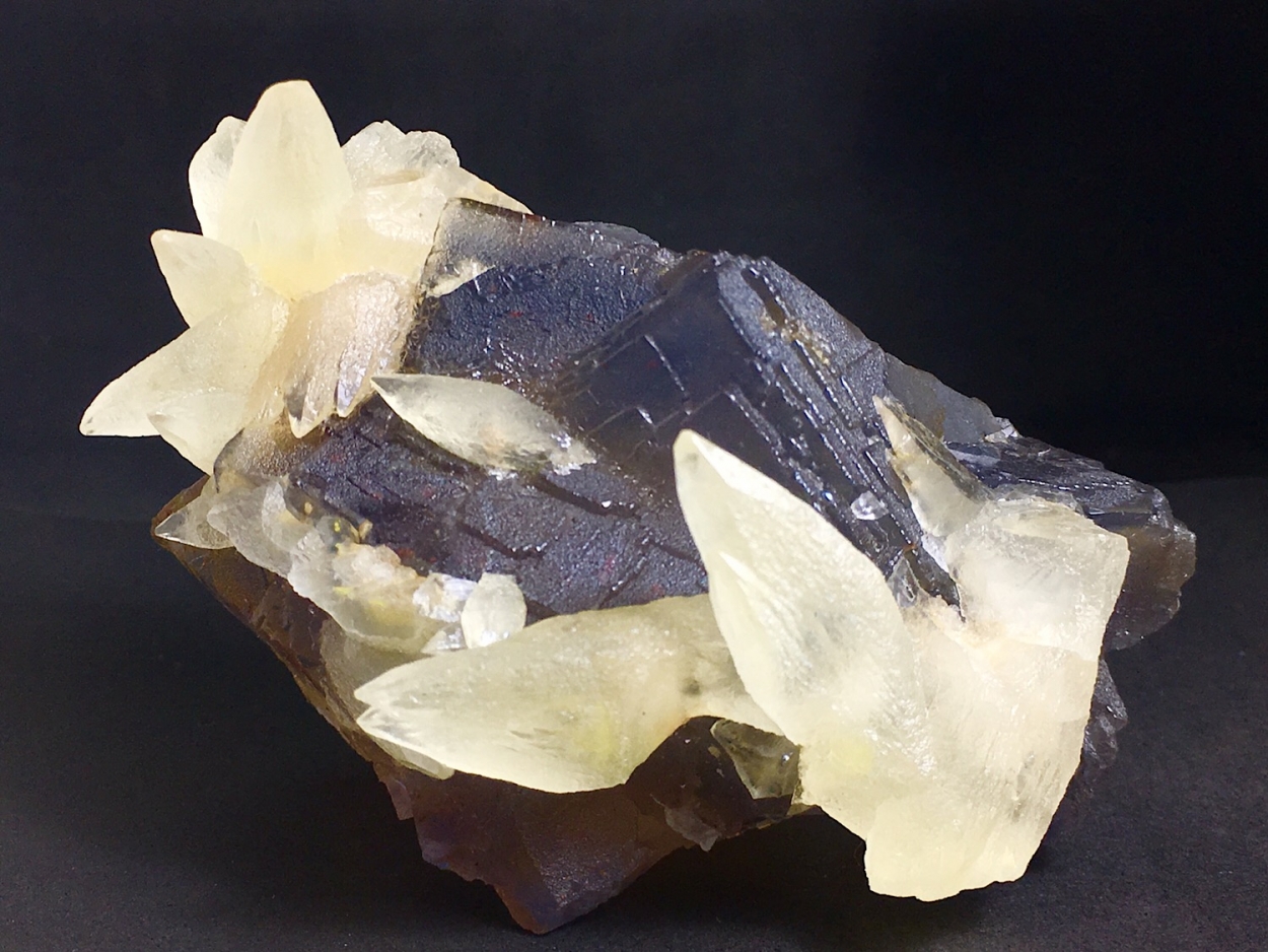 Fluorite With Cinnabar Inclusions & Calcite
