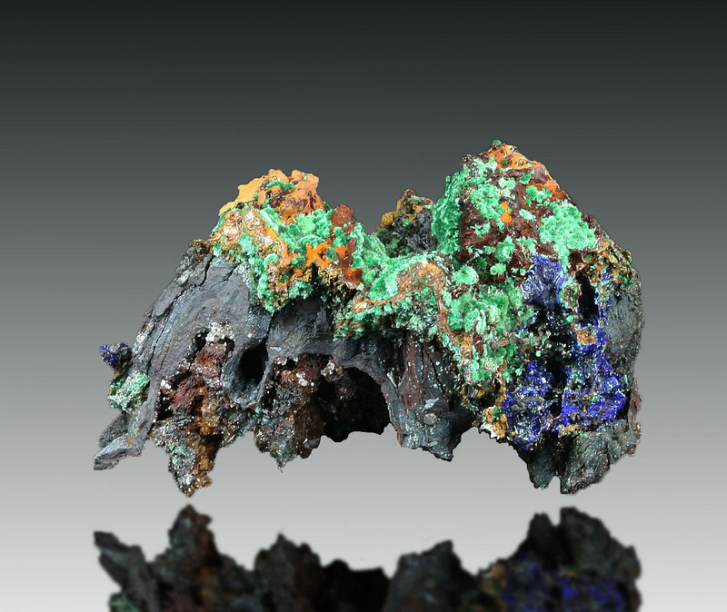 Malachite On Limonite Psm Goethite Psm Calcite With Calcite & Azurite Psm Gypsum