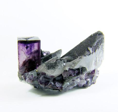 Fluorite & Hematite On Calcite
