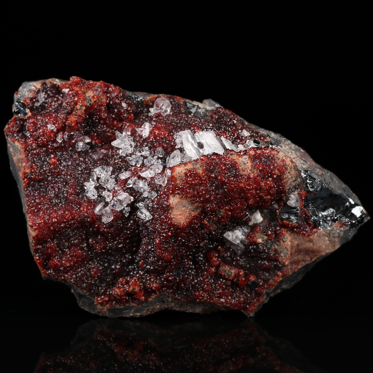 Calcite On Andradite On Hematite