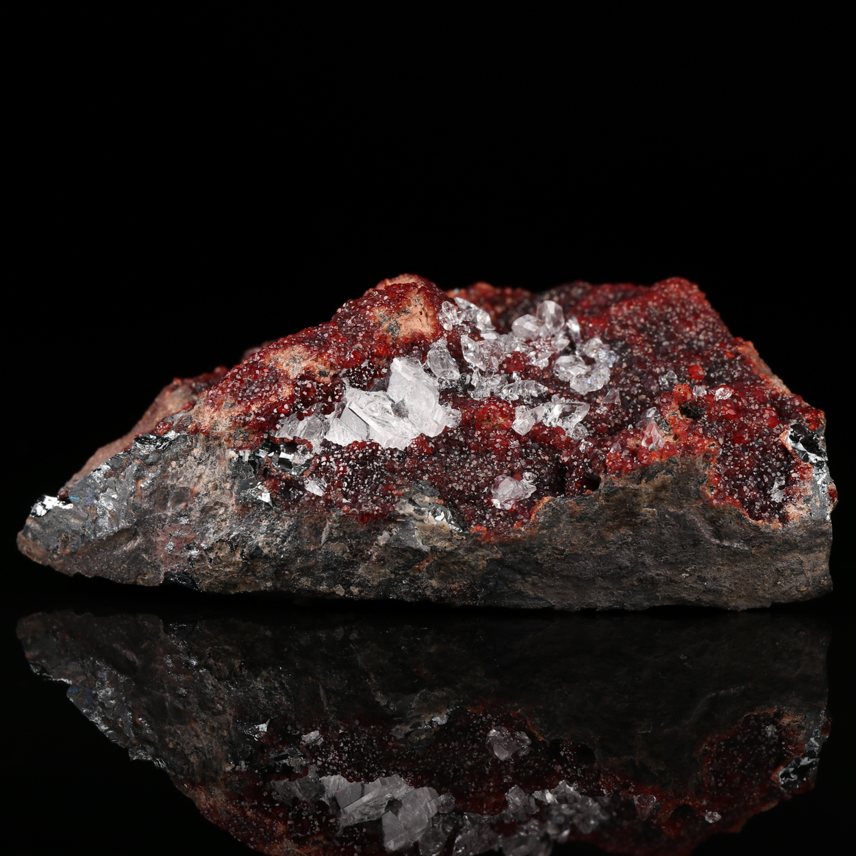 Calcite On Andradite On Hematite