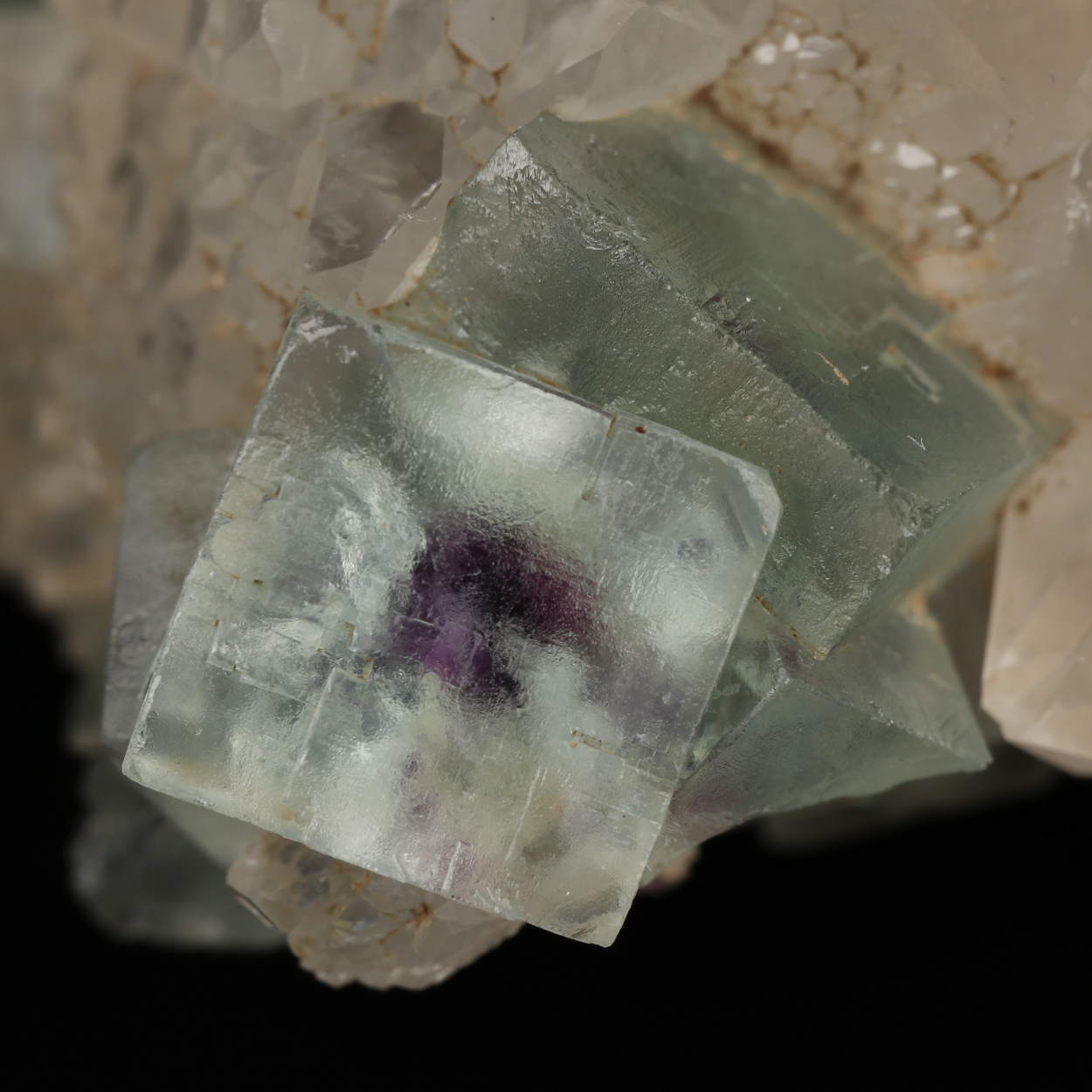 Quartz On Fluorite