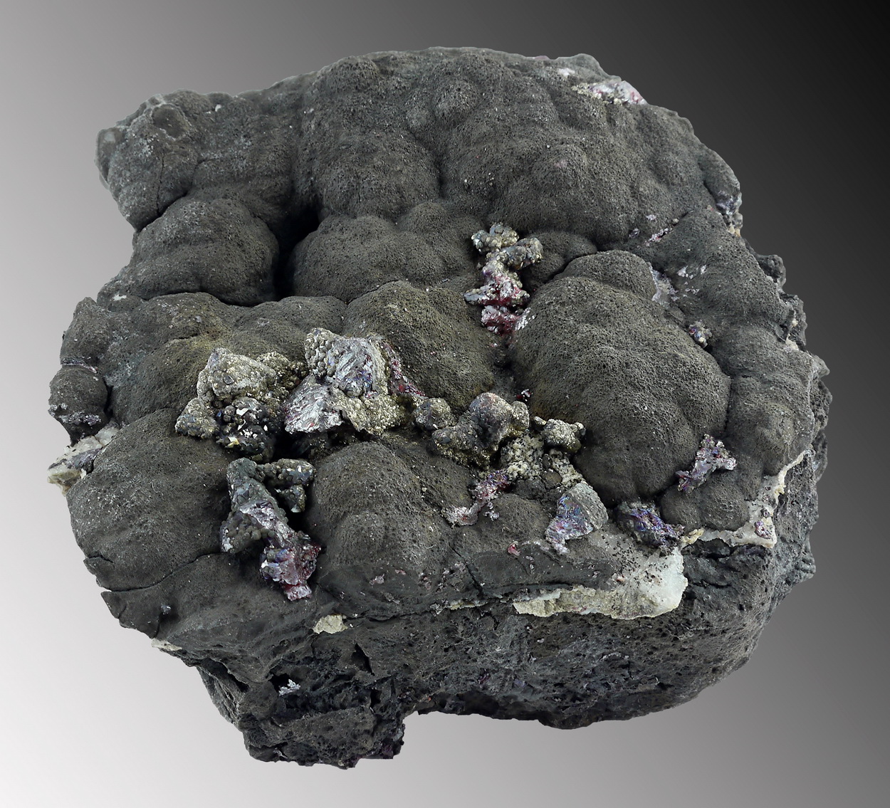 Proustite & Argentopyrite On Native Arsenic