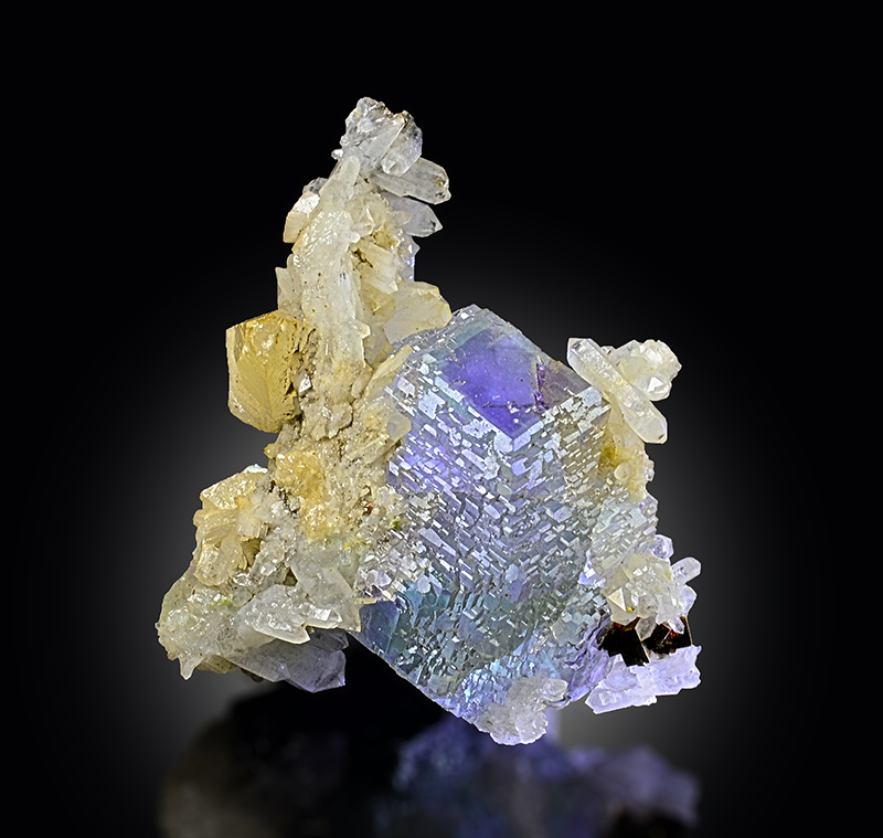 Fluorite With Calcite & Pyrite