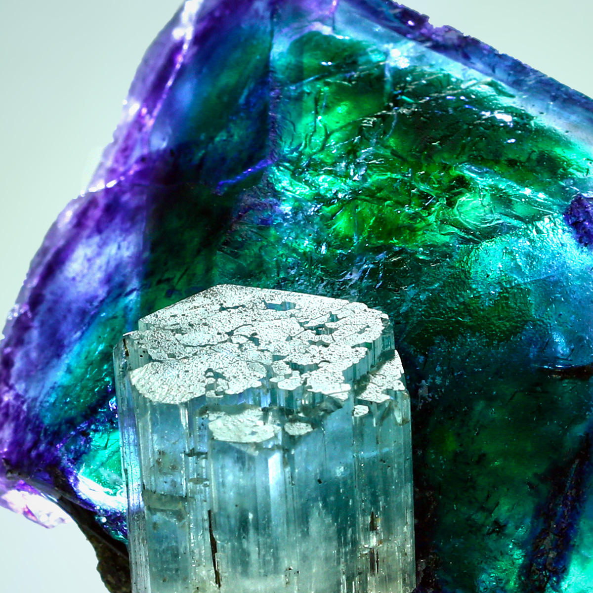 Aquamarine With Fluorite Quartz & Schorl