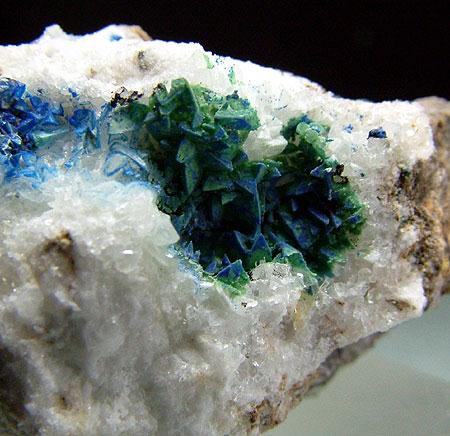 Calcite With Cuprian Adamite & Azurite