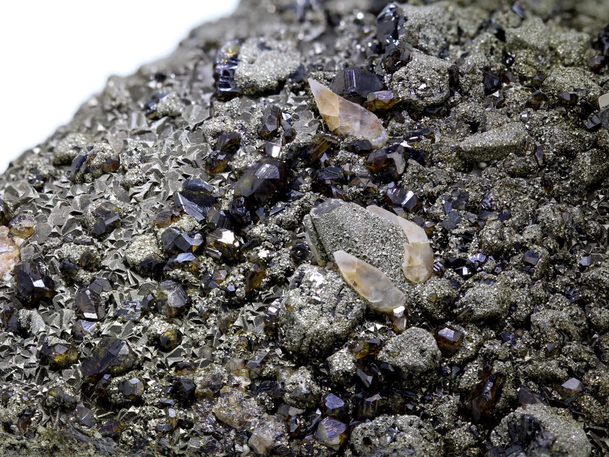 Sphalerite Pyrite & Calcite On Barian Celestine