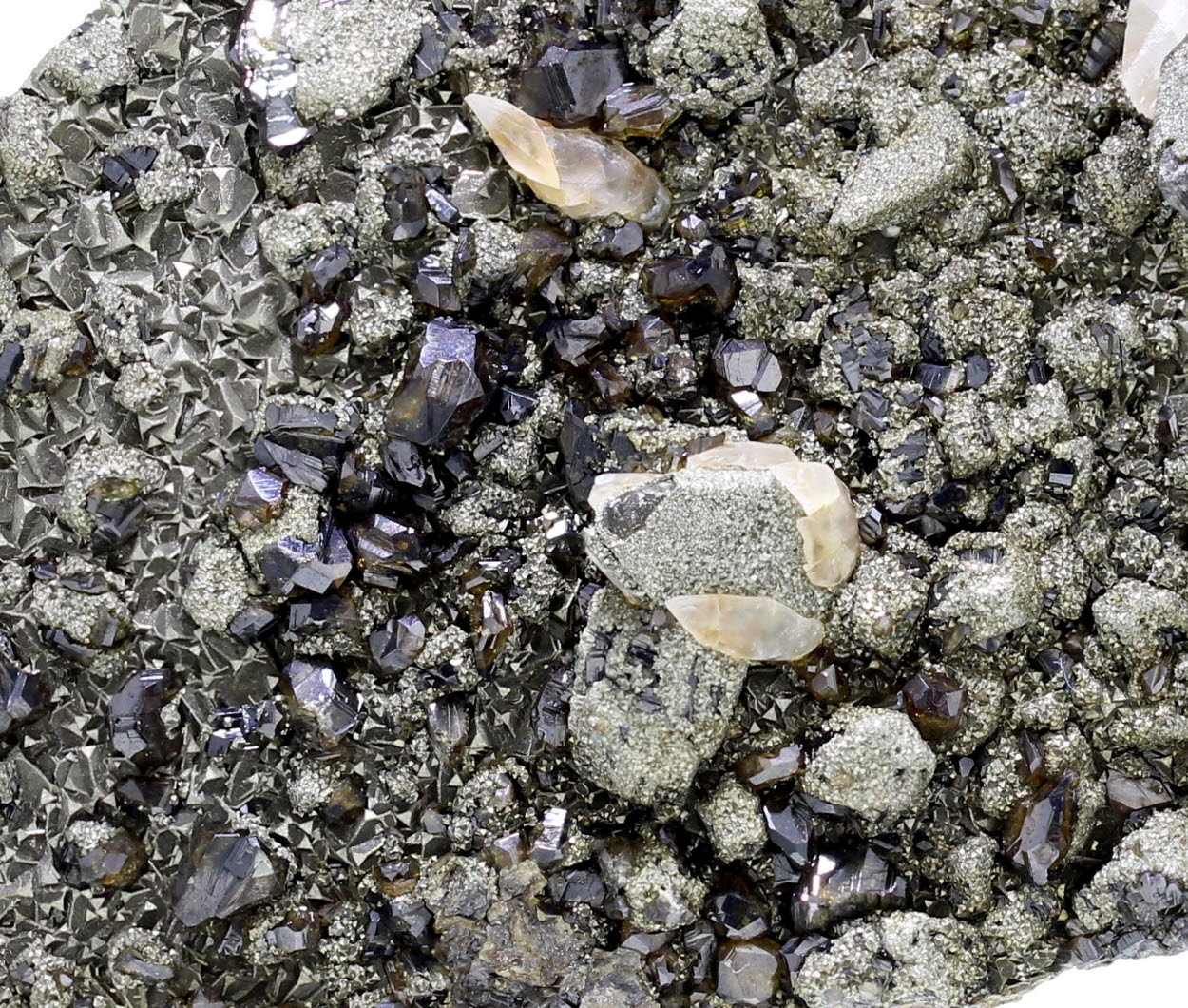 Sphalerite Pyrite & Calcite On Barian Celestine