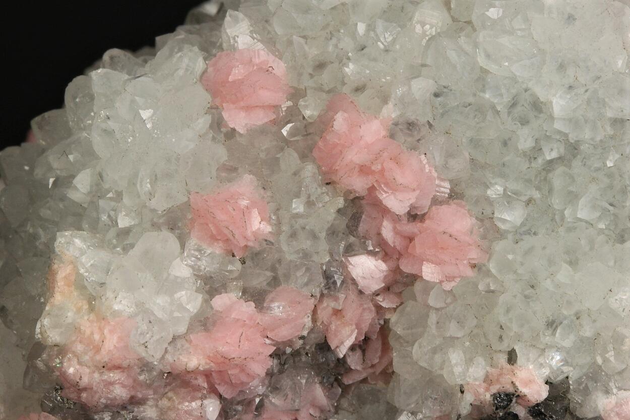 Rhodochrosite & Arsenopyrite On Quartz