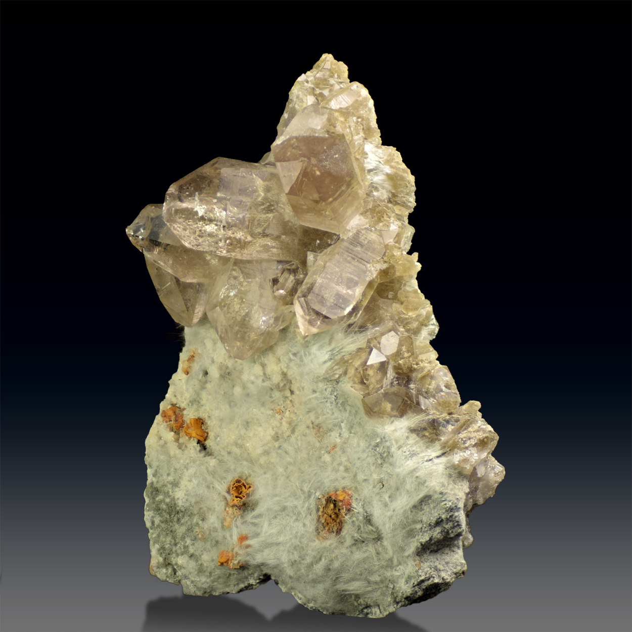 Byssolite Siderite & Smoky Quartz