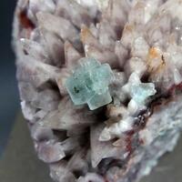 Fluorite On Calcite With Hematite Inclusions