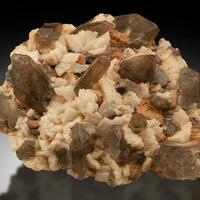 Smoky Quartz On Microcline & Albite Var Cleavelandite