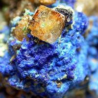 Azurite On Fluorite