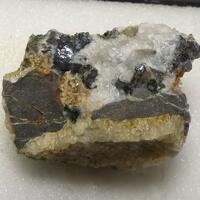 Anglesite On Galena & Quartz & Cerussite & Malachite