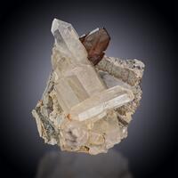 Brookite On Rock Crystal