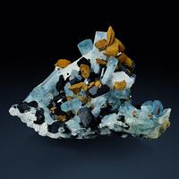 Aquamarine & Schorl With Limonite Psm Siderite & Hyalite