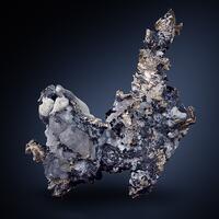 Native Silver With Acanthite & Calcite