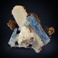 Aquamarine & Limonite Psm Siderite With Microcline