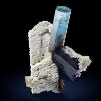 Aquamarine & Schorl On Microcline