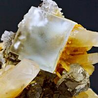 Fluorite & Pyrite On Calcite