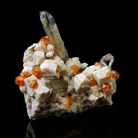 Spessartine & Smoky Quartz On Microcline