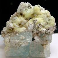 Autunite With Aquamarine & Muscovite
