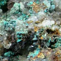 Chalcopyrite & Malachite On Quartz