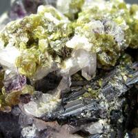 Wolframite Siderite & Fluorite On Quartz